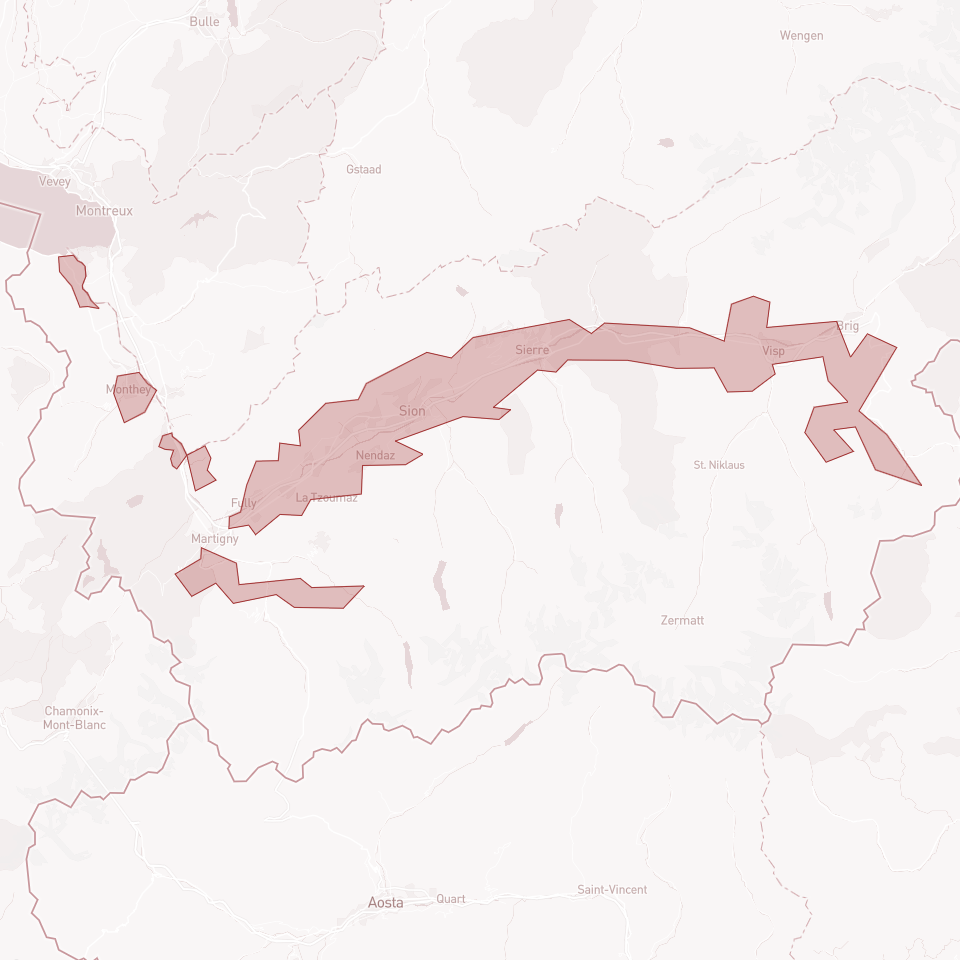 Valais vineyard map